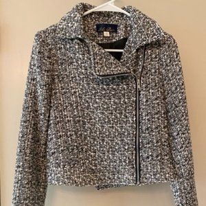 Asymmetrical Zip Crop Tweed Jacket